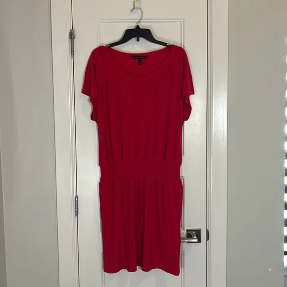 WHBM Smocked Waist Blouson Dress - Red Size L - Picture 4 of 6